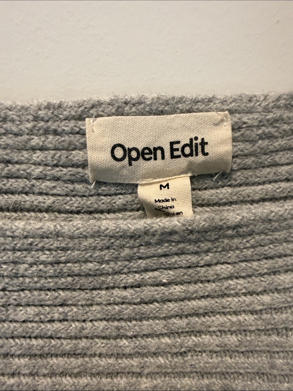Open Edit Light Gray Off-the-Shoulder Ribbed Sweater - Picture 2 of 3